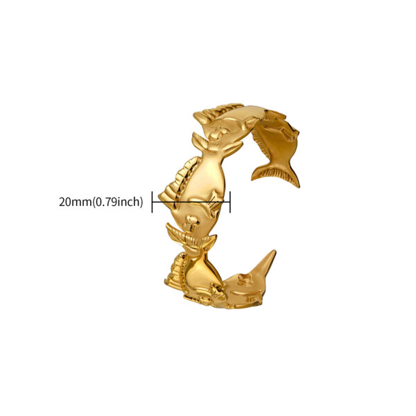 Ocean Inspired 18K Gold Plated Stainless Steel Fish Bangle Bracelet