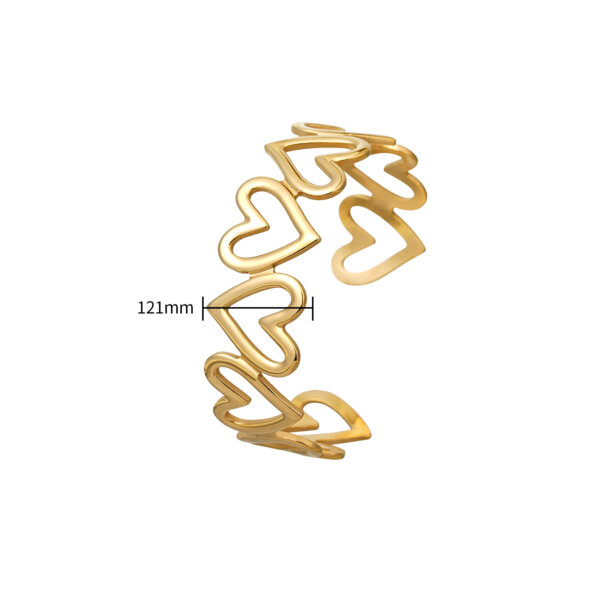 Elegant 18k Gold Plated Stainless Steel Openwork Heart Cuff Bracelet