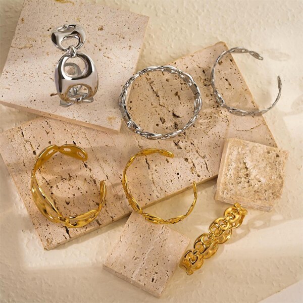 Statement Modern Geometric Stainless Steel Bracelets Collection