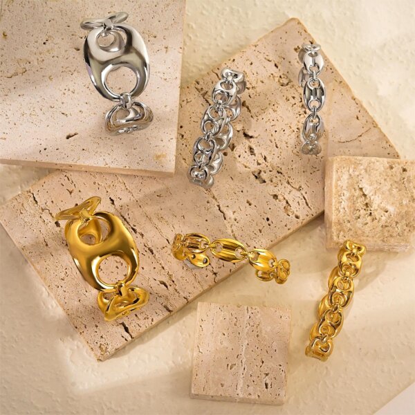 Statement Modern Geometric Stainless Steel Bracelets Collection