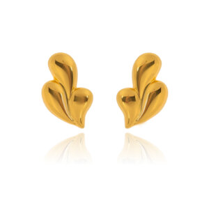 18k Gold Plated Stainless Steel Sculptural Stud Earrings Set