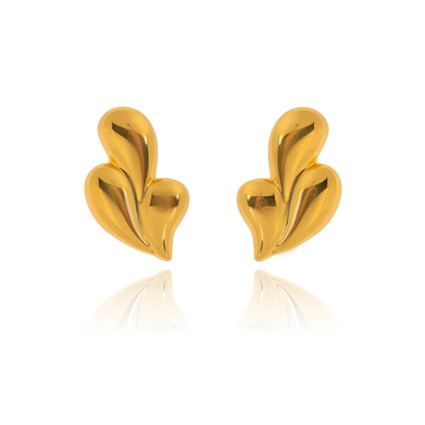 18k Gold Plated Stainless Steel Sculptural Stud Earrings Set