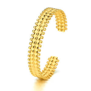 18K Gold Plated Stainless Steel Bold Pyramid Stud Cuff Bracelet