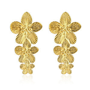Elegant Gold Floral Statement Earrings Inspired By Heather Blooms