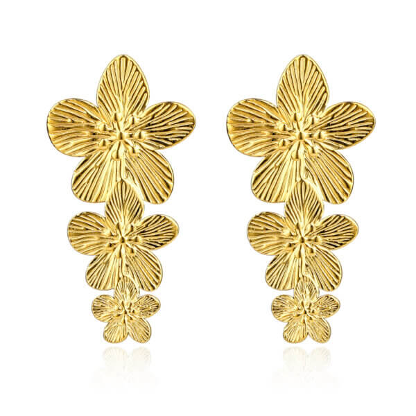 Elegant Gold Floral Statement Earrings Inspired By Heather Blooms