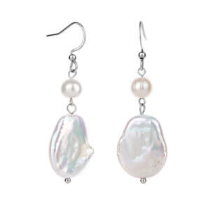 Stainless Steel Hook Freshwater Pearl & Baroque Pearl Earrings