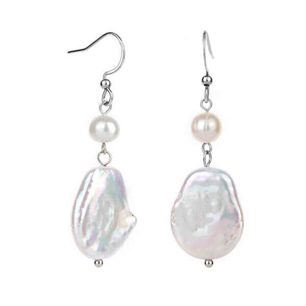 Stainless Steel Hook Freshwater Pearl & Baroque Pearl Earrings