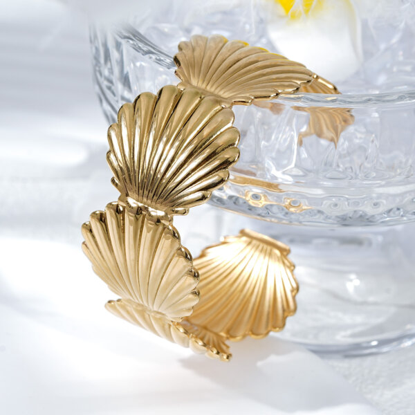 Gold Shell Cuff Bracelet Mermaid Inspired Elegance