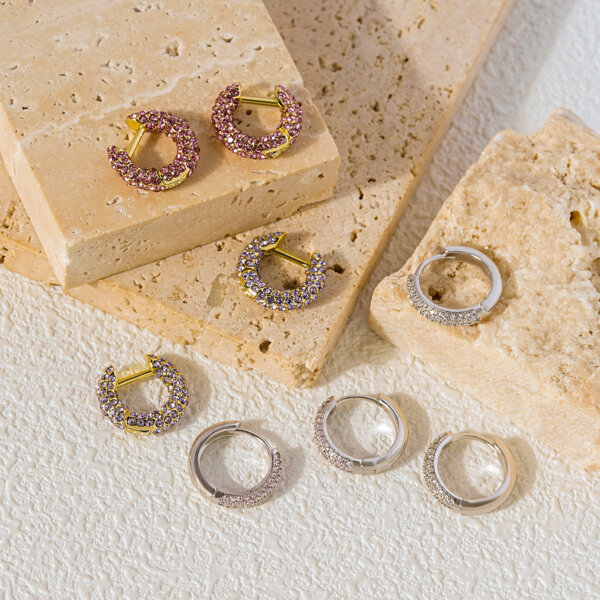 Statement Multicolor Cubic Zirconia Copper Hoop Earrings Collection