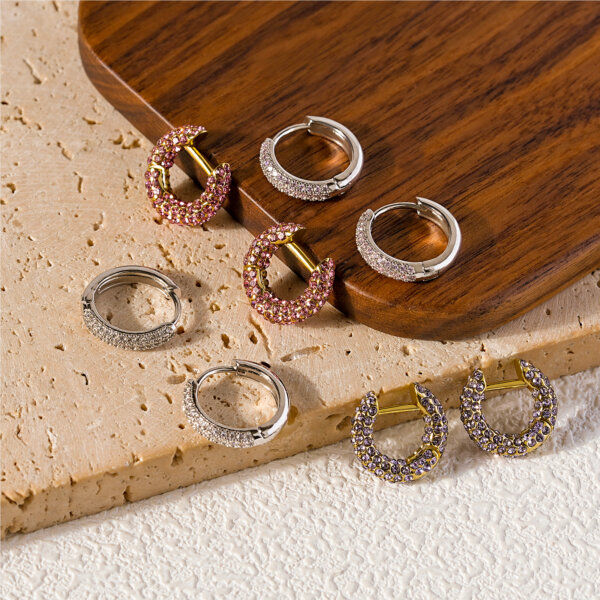 Statement Multicolor Cubic Zirconia Copper Hoop Earrings Collection