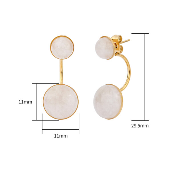 Modern Retro Double Stone Earrings with Natural Moonstone Glow