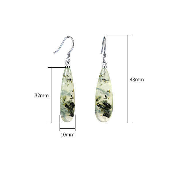 Justop Fashion Jewelry | Natural Prehnite Teardrop Earrings in Rhodium Plated Sterling Silver