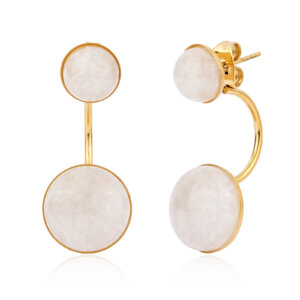 Modern Retro Double Stone Earrings with Natural Moonstone Glow