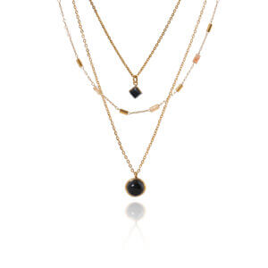 Stylish Triple Layer Necklace with Natural Stone Accents
