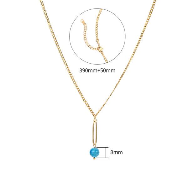 Minimalist 18k Gold Plated Chain Necklace With Natural Stone Bead Pendant