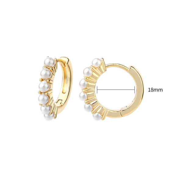 Modern Polished 14K Gold Plated Shell Pearl Hoop Earrings