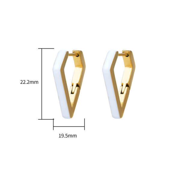 18k Gold Plated Geometric Diamond Shape Enamel Hoop Earrings