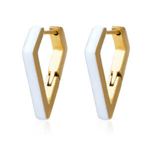 18k Gold Plated Geometric Diamond Shape Enamel Hoop Earrings