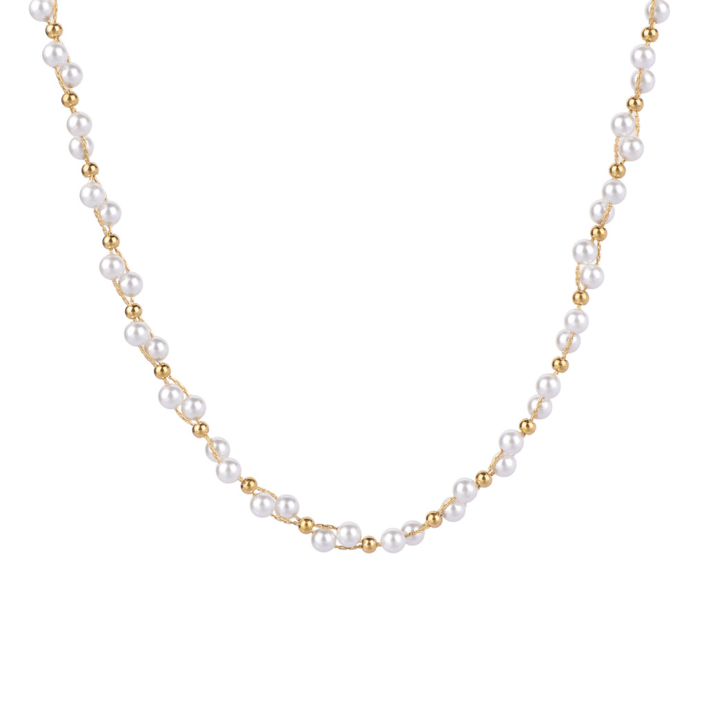 Modern 18K Gold Plated Braided Pearl Necklace with Refined Craftsmanship