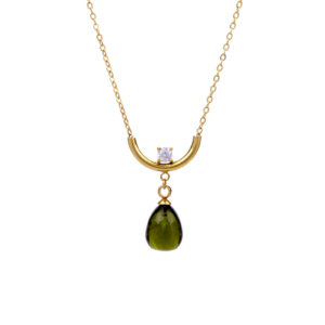 Modern Artistry 18K Gold Plated Green Glass Pendant Necklace