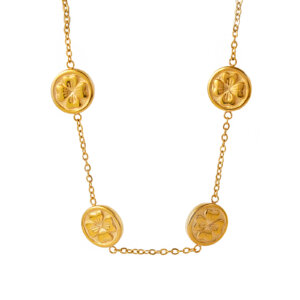 Stylish Womens Bracelet Set With Lucky Clover And Elegant Rose Motifs