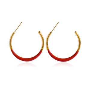 Colorful Modern Gold Enamel Hoop Earrings in Trendy Design