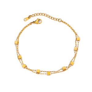 18K Gold Plated Double Layer Square Charm Bracelet Collection