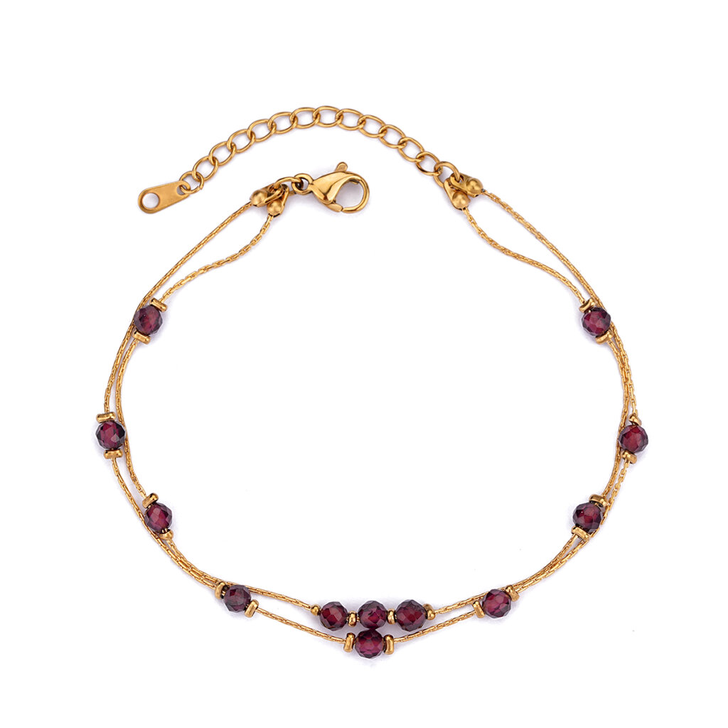Justop Fashion Jewelry | Delicate Double Layer Natural Stone Beads Bracelet in 18K Gold Plated Delicate Double Layer Natural Stone Beads Bracelet in 18K Gold Plated