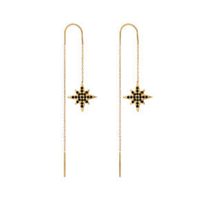 Celestial style Gold Chain Star Threader Earrings With Zircon Shine