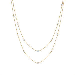 Stainless Steel 18K Gold Plated Double Layer Pearl Necklace