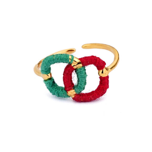 Threaded Routing Ring Ss Handcrafted 18K Gold Plated Stainless Steel Thread Wrapped Rings ...