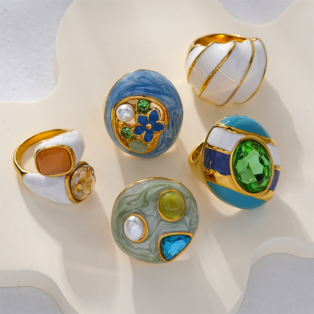 Contemporary Designer Enamel Statement Rings Collection Art Deco ...