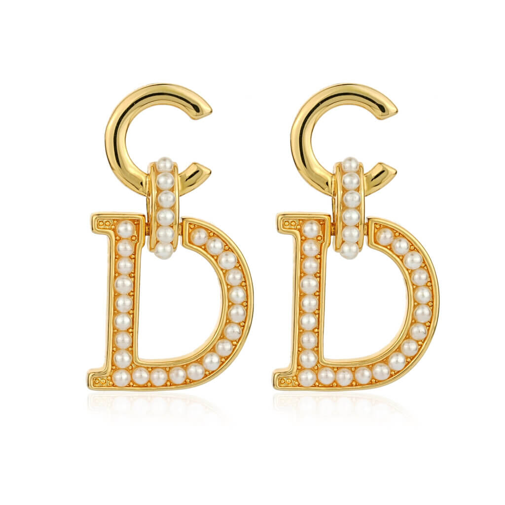 Justop Fashion Jewelry | Designer Style 18K Gold Plated Earrings with Pearls and Zircon Designer Style 18K Gold Plated Earrings with Pearls and Zircon