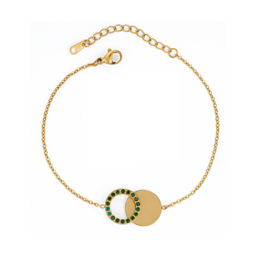 Justop Fashion Jewelry | Elegant Gold Circle Charm Bracelet with Cubic Zircon Sparkle Elegant Gold Circle Charm Bracelet with Cubic Zircon Sparkle