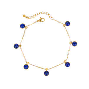 Elegant Lapis Lazuli Bracelet in 18K Gold Plated Stainless Steel