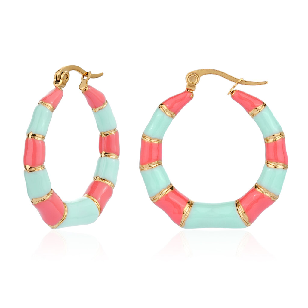 Summer Inspired Chunky Bamboo Hoop Earrings in 18K Gold Plated