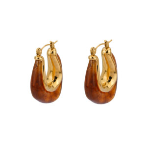Contemporary Asymmetrical Earrings With Artistic Resin Effect