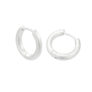 Minimalist Brushed Silver Hoop Earrings In Oval and Round Design