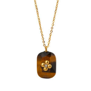 Vintage Tiger Eye Pendant Necklace Collection in 18K Gold
