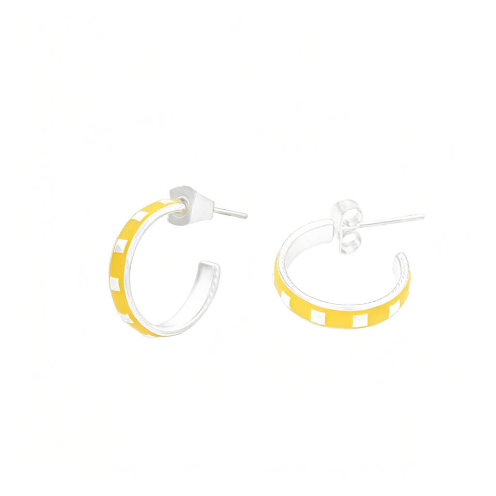 Dainty Colorful Hoop Earrings With Smooth Enamel Finish Design