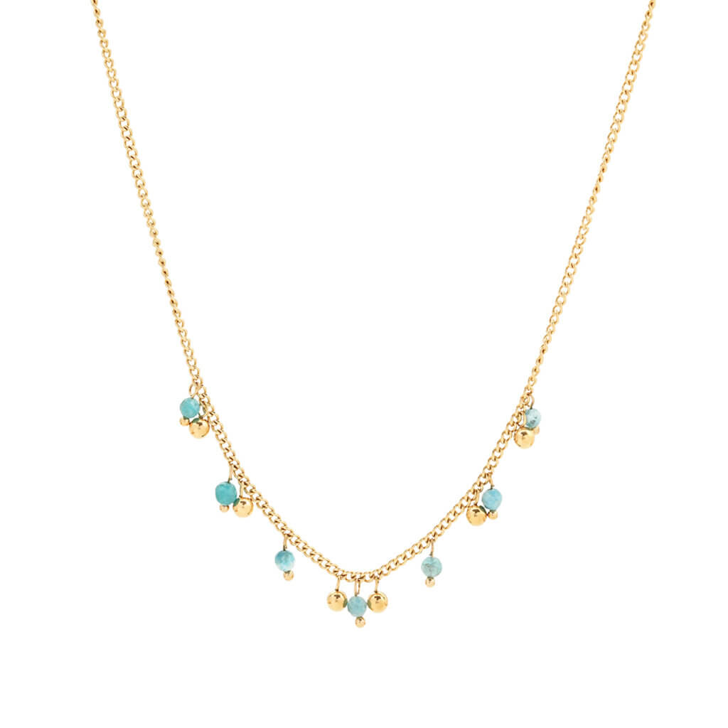 Boho Beaded Necklace with Natural Stones and Pearl Accents