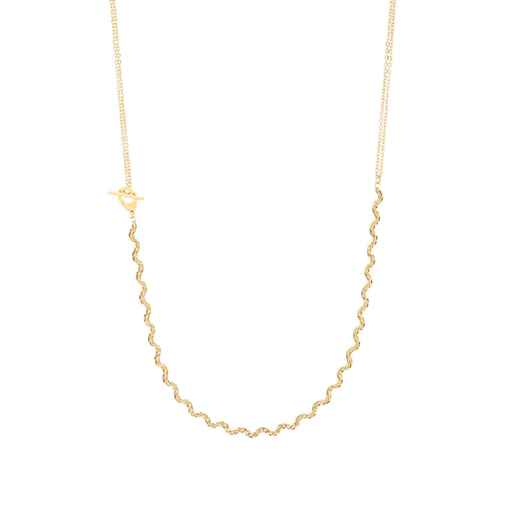 Modern Layered Chain Necklace Collection with OT Toggle Clasp
