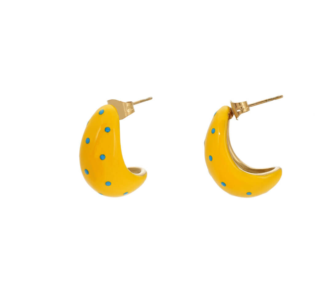 Colorful Enamel Hoop Earrings With Playful Polka Dot Design