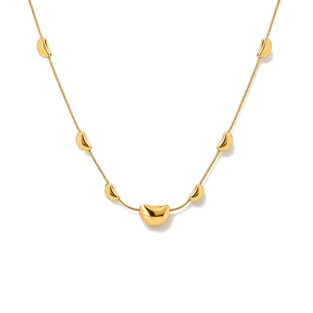 Elegant 18k Gold Plated Snake Chain Charm Necklace with Symmetrical Beauty