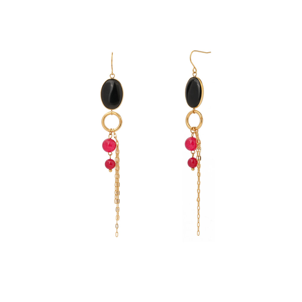 18k Gold Plated Natural Stone Asymmetrical Dangle Earrings