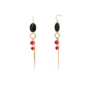 18k Gold Plated Natural Stone Asymmetrical Dangle Earrings