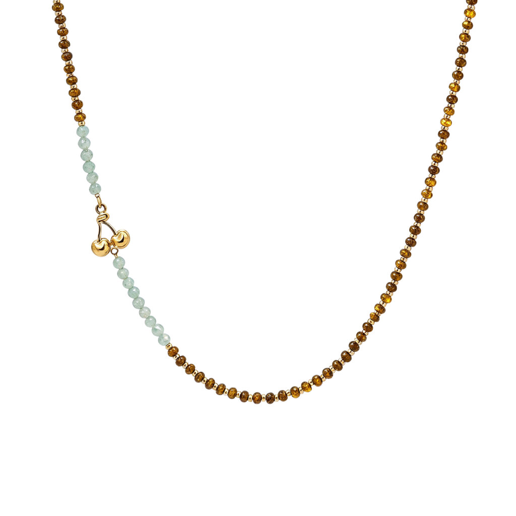 Asymmetric Natural Stone Beaded Necklace Collection with Charm Detail