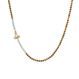 Asymmetric Natural Stone Beaded Necklace Collection with Charm Detail