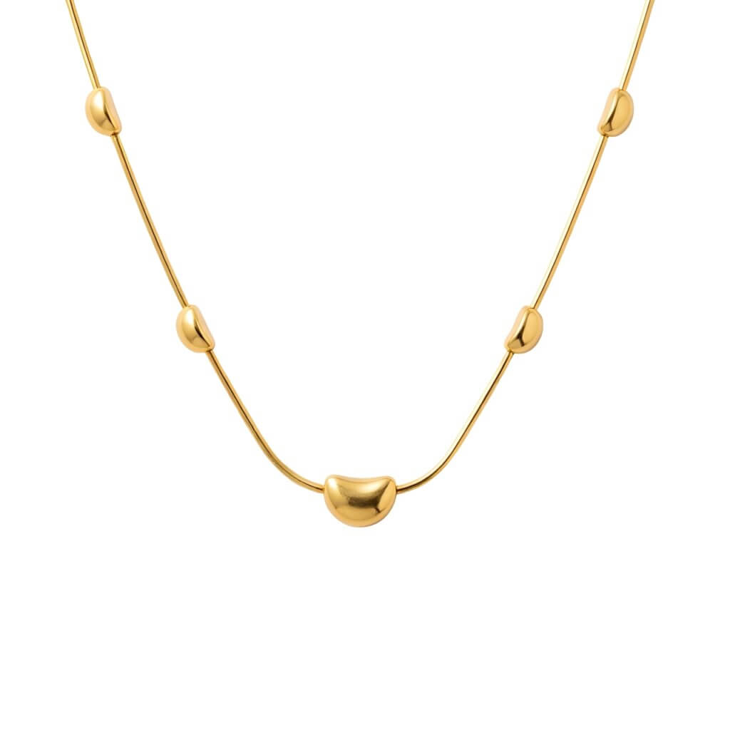 Elegant 18k Gold Plated Snake Chain Charm Necklace with Symmetrical Beauty