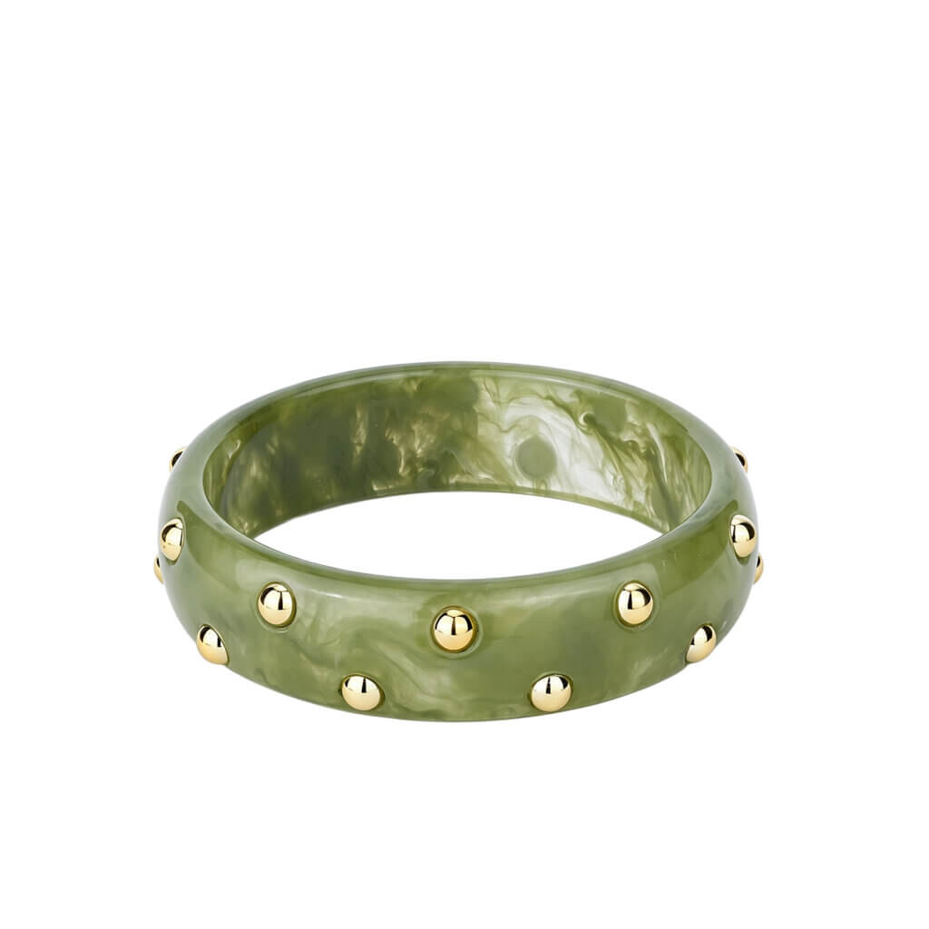 Vintage Resin Style Acrylic Bangle Bracelet with Gold Stud Detail